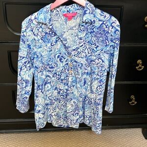 Lilly Pulitzer Ansley 3/4 Sleeve Polo 60 Animals: size L